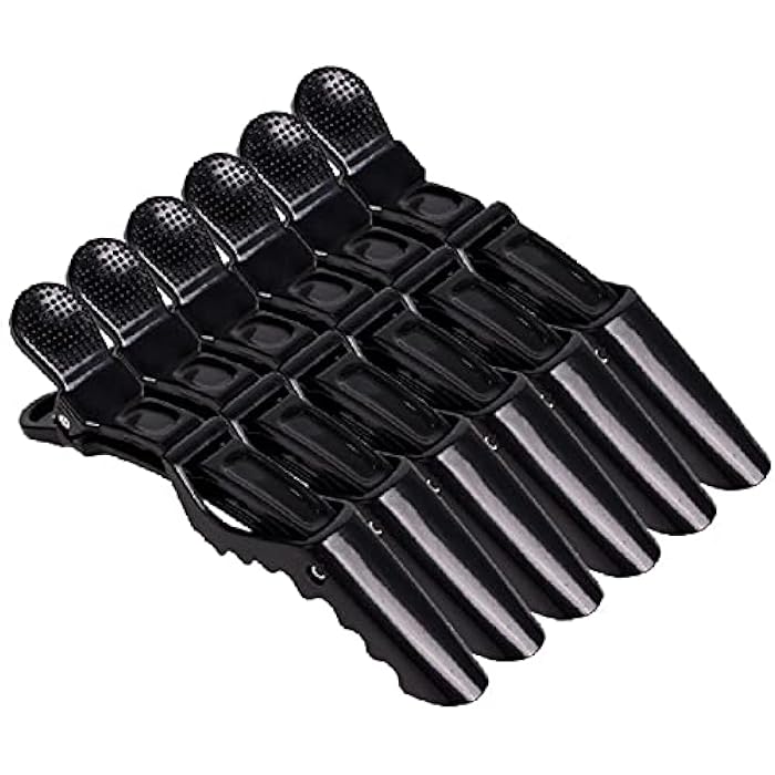Wendergo 6 Peices Crocodile Hair Sectioning Clips Hairdressing Clips Professional Styling Hair Barrette Plastic Hair Clips for Women and Girls Salon Home Use (Black) - Image 1